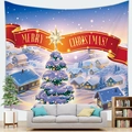 Christmas tree tapestry for wall decoration with winter snow village scene in living room - Winter Snow Village Tree