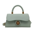 Grüne Vintage-Umhängetasche aus Leder mit Retro-Metallverschluss und oberem Handgriff - Grün