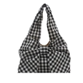 Chic black and white gingham handbag with large bow design and integrated handle - Black