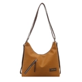 Minimalist herringbone tote bag in mustard yellow with sleek metal zipper detailing - Yellow