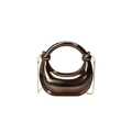 Sac pochette en acrylique brillant bronze avec poignée anneau et bandoulière chaîne - Bronze
