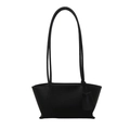 Grande borsa tote retrò in ecopelle nera con spalline lunghe per donna - Nero