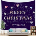 Festive Christmas tapestry with Santa greetings hung on a cozy living room wall - Peach Skin Deep Purple Festive Style (Style 11) / 100X70