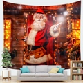 Christmas Santa Claus wall tapestry made of peach skin fabric for holiday home decoration - 100X70 / Santa as Repairman (8)