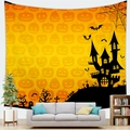 Halloween wandtapijt met pompoen en kasteel voor feestelijke woonkamerdecoratie - Stijl 12