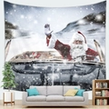 Christmas Santa Claus tapestry wall hanging for living room festive home decor - 150x100(Peach Skin) / Santa Claus Driving Convertible (4)