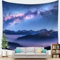Tapiz de cielo estrellado y galaxia aurora sobre la pared del sofá en el salón - Montañas de la Vía Láctea Estrellada (6) / 150x100(Piel de Melocotón)