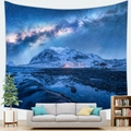 Starry night sky tapestry featuring snow mountains and lake in a modern living room - Starry Milky Way Mountain Lake (11)