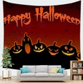 Detail van Halloween wandtapijt met pompoenlantaarns en vleermuizen in de woonkamer - 100X70 / Perzikzacht Stijl 9