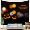 Tapiz de calabaza de Halloween colgado sobre un sofá gris en un salón acogedor - 150x100(Piel de Melocotón) / Calabaza Brillante de Colores (6)