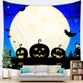 Halloween wandkleed met gele maan en vleermuizen boven een bankdecoratie - 100X70 / Perzikzacht Stijl 5