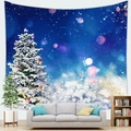 Christmas tree wall tapestry with pink ornaments and snowy bokeh effect for home decor - 150x100(Peach Skin) / Pink Ball Christmas Tree (Style 4)