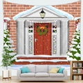 Christmas tree and red door tapestry wall hanging for festive living room decor - Red Festive Door (4) / 150x100(Peach Skin)