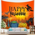 Halloween wall tapestry featuring a spooky castle, ghosts, and pumpkins for home decor - 100x70(Short Plush) / Wizard Magic (4)
