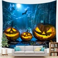 Halloween wandkleed met lichtgevende pompoenen en volle maan voor wanddecoratie in huis - 100X70 / Perzikzacht Stijl 12