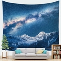 Tapiz de piel de melocotón con galaxia estrellada y montañas nevadas para pared de salón - Montaña Nevada de Galaxia (2) / 150x100(Piel de Melocotón)