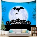 Halloween tapestry with pumpkin silhouettes and full moon background for bedroom decor - Five Pumpkins (Pattern 8)