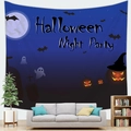 Tapiz de pared Halloween Night Party con calabazas y fantasmas para decoración - 150x100(Piel de Melocotón) / Fiesta de Fantasmas Noche Azul (1)