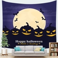Détail d'une tapisserie d'Halloween avec citrouilles et lune suspendue au-dessus d'un canapé - Citrouille de lune de nuit pourpre(2) / 150x100