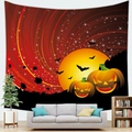 Halloween wandkleed met pompoenen en vleermuizen tegen een rode achtergrond - 150x100 / Perzikzacht Stijl 1