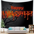 Dettaglio dell'arazzo di Halloween con testo insanguinato, pipistrelli e luna - Stile Halloween Font Rosso (10)