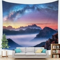 Starry night sky tapestry with galaxy and mountain peaks for living room wall decor - Galaxy Starry Sea of Clouds (12)
