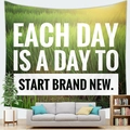 Tenture murale paysage vert avec citation inspirante Each Day Is a Day to Start Brand New - 100x70cm / Style Rizières Vertes