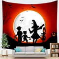Tapisserie d'Halloween avec lune rouge et silhouettes d'enfants sur un décor de canapé - Enfants en costume citrouille(1) / 150x100
