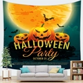 Detailed Halloween wall tapestry featuring pumpkins and ghosts in a living room setup - Ghost Party (8)
