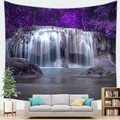 Tapisserie murale paysage forêt violette et cascade pour décoration de salon - Style Cascade de Forêt Violette (4) / 150x100cm (Peau de pêche)