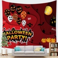 Halloween party wall tapestry with red paper-cut style castle and pumpkin motifs - 11