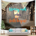 Tapisserie en peau de pêche avec pont vintage et citation 'Worry ends when faith begins' - Style Citation Pont Vintage(5) / 100x70(Peau de Pêche)