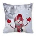 Weihnachts-Kissenbezug mit 3D-Schneemann-Druck und roter Mütze auf weichem Stoff - 3D Realistischer Schneemann Mit Winterwald (2)