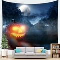 Arazzo di Halloween con zucca luminosa e foresta notturna per decorazione domestica - Pelle di Pesca / 150x100 / Stile 2