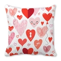Funda de cojín cuadrada con corazones rojos para decorar en San Valentín - Estampado de Corazón con Cara Sonriente (27)