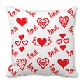 Funda de cojín cuadrada blanca con corazones rojos y texto Love para San Valentín - Corazones con Alas Graffiti Love (29)