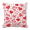 Funda de almohada corazón rojo San Valentín piel melocotón con dibujos amor sobre blanco - Patrón de Sobre de Corazones Graffiti (30)