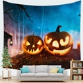 Halloween pumpkin tapestry wall hanging with glowing jack-o'-lanterns for home decor - Style 12