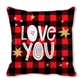 Buffalo plaid pillow cover with heart motif and love you print on white background - Classic Love You Style (27)