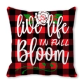Plaid peach skin pillowcase featuring floral design and 'live life IN FULL Bloom' quote - Live Life In Full Bloom Style (28)
