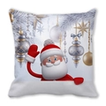 Square peach skin pillowcase with 3D Santa Claus and golden festive ornaments - 3D Cartoon Santa With Golden Ornaments (7)