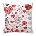 Funda de cojín de piel de melocotón con corazones rojos y grises para San Valentín - Corazón de Patrón Vintage (2)
