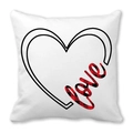 White heart throw pillow cover with love lettering in red and black buffalo plaid - Heart Outline Love Style