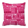 Pink Happy Valentine's Day peach skin throw pillow cover with LOVE and I Heart U prints - Full LOVE Print (3)