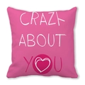Pink Happy Valentine's Day peach skin pillowcase with Crazy About You heart print - Crazy About You Pink Style (18)