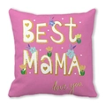Pink Happy Mother's Day pillowcase with Best Mama print and watercolor flowers - Best Mama Floral Style (25)