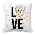 Housse de coussin blanche LOVE avec pois dorés scintillants et motif de cœur - Art LOVE à Pois (28) / 45x45 cm