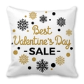 White peach skin pillow cover with gold snowflakes and Best Valentine's Day Sale text - Gold Black Snowflake SALE (11)