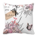 Pink Valentine peach skin pillowcase with floral butterfly and Just for you design - Butterfly And Floral Pattern (1)