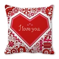Peach skin square pillowcase with mechanical heart design and I Love You lettering - Industrial Mechanical Style Heart Style (26)